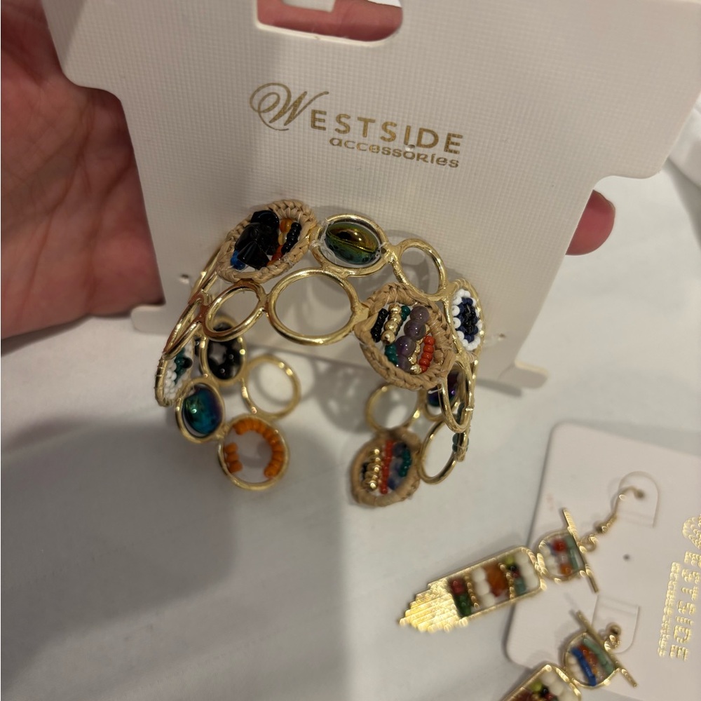 Westside Gold Multicolor Stone Bracelet & Earrings